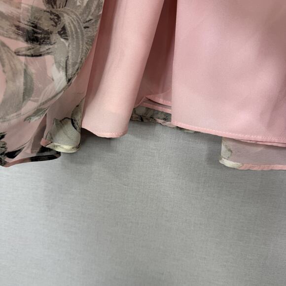 Eliza J Dress Womens 10 Pink Floral Belted Chiffon Halter Maxi Wedding Guest - Picture 5 of 15